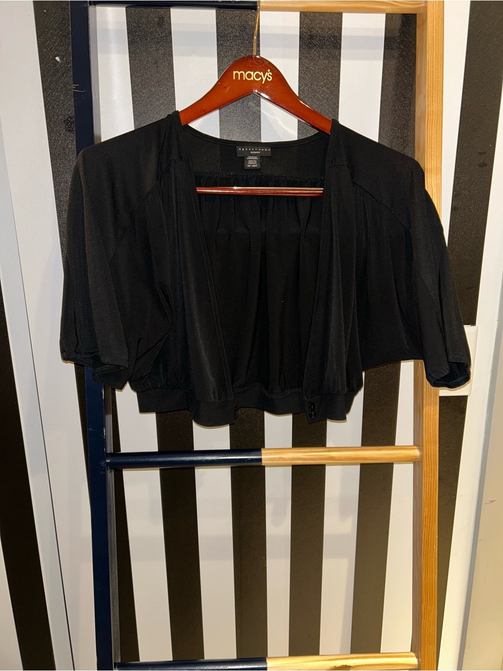 Apostrophe Black Open-Front Bolero Shrug